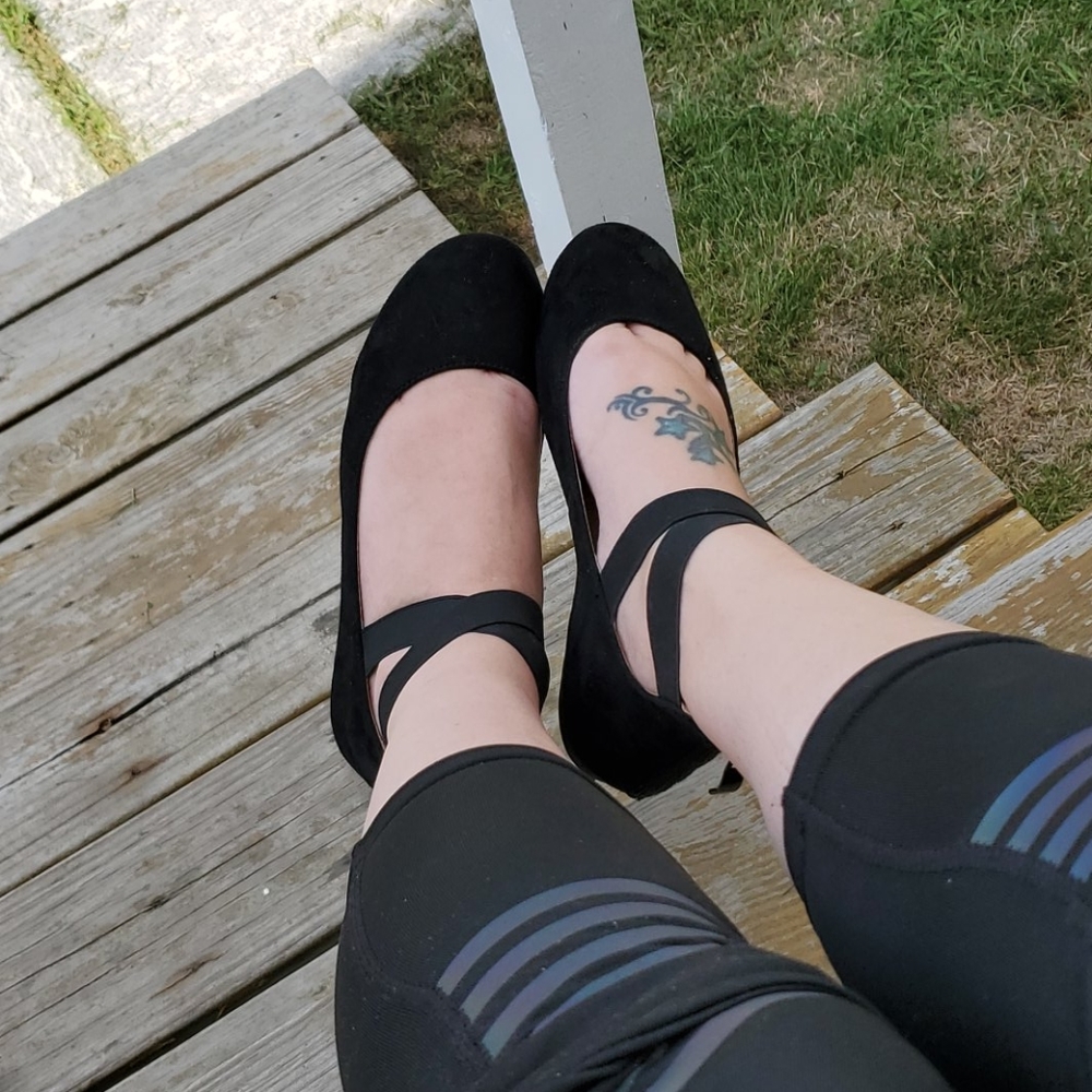 Black suede flats
